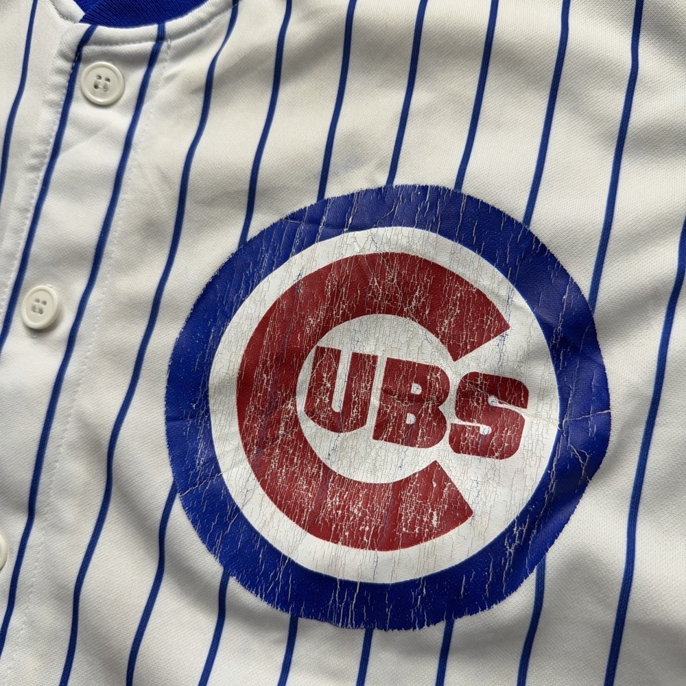 Vintage Rawlings Chicago Cubs Pinstripe Jersey Large MLB Baseball USA Made 90s - Picture 3 of 12
